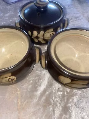 Buy Set Of Three  Bakewell Denby Soup Bowls One With Lid England • 14£