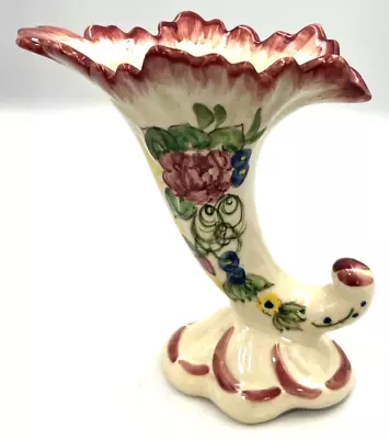 Buy VTG Italian Capodimonte-Style Cornucopia Vase Hand Painted Floral Pattern 7.5  • 37.23£
