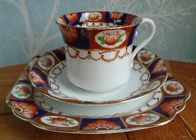 Buy Art Nouveau China Tea Cup, Saucer, Plate By Heathcote. Orange, Blue & Pink Roses • 3£