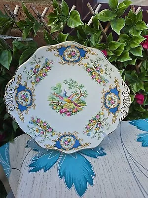 Buy Vintage Foley EB Broadway Blue Floral Pattern Cake Plate Eared 10 ×9  • 8£