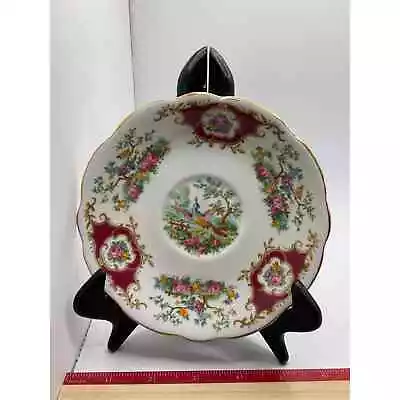 Buy Vintage Foley China 'Broadway' Tea Saucer - England, Maroon With Gold Trim • 7.46£
