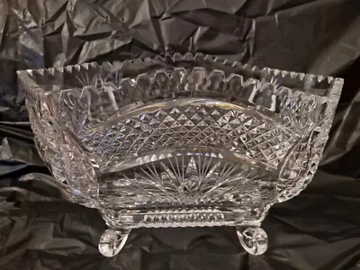 Buy Vintage Cut Glass Large Heavy Sawtooth Oval Centrepiece Bowl -  2.5kg Approx  • 35£