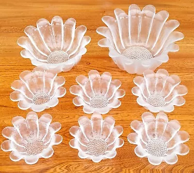 Buy Vintage 1970s 8 Piece Set Of Dartington Glass Daisy Bowls FT186 - Frank Thrower • 59.99£