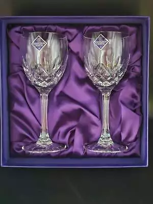 Buy Edinburgh Crystal Pair Of Large Wine Glasses. Tay Pattern.250ml. Boxed. • 49.99£