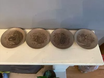 Buy 4 X Poole Stoneware Animal Pottery 5  Plates Set Dog + 3 Cats Mint Condition • 9.99£