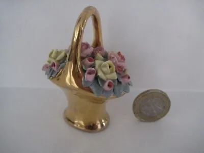Buy Rare Vintage Minton Meissen Dresden Miniature Flower Encrusted Gold China Basket • 49.99£