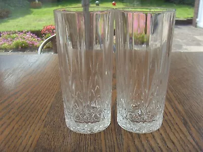 Buy CRYSTAL CLEAR GLASS X 2 HI, BALL TUMBLERS 6inchs ,15.24cm VG CONDITION • 6.99£
