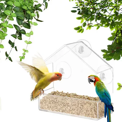 Buy Window Bird Feeder Glass Table Seed Peanut Tray Hanging Perspex Clear View UK • 6.29£