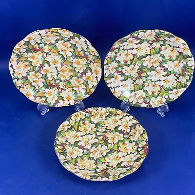 Buy Set Of 3 Royal Standard Saucers Peach Tree - Red Green & White Chintz - England • 7.46£