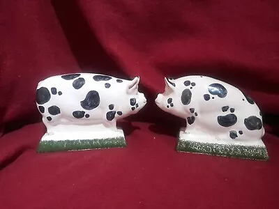 Buy Pair Vintage Rye Pottery Sow & Boar Spotty Pig Hand Painted Spongeware 10cm 16cm • 68£