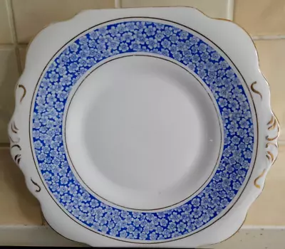 Buy Vintage Royal Vale Bone China  Blue Flower  Border Design Cake Plate ~ Rare Find • 15£