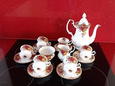 Buy ROYAL ALBERT OLD COUNTRY ROSES 15 PIECE  COFFEE SET With COFFEE POT.Early Stamp. • 65£