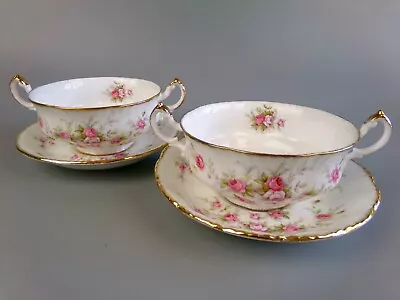 Buy Paragon  Victoriana Rose  Soup Cups & Stands X 2. Cream Bowls. Bone China. Pink. • 30.99£