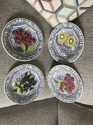 Buy Faiencerie De Gien Oiseau Bleu Dessert Plate 6.5”  France - Set Of 4 • 55.92£