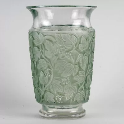 Buy René Lalique R.Lalique Green Glass White Patina Green Glass Deauville Vase • 800.90£