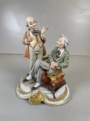 Buy Vintage Capodimonte Two Gentlemen In Conversation Figurine Signed Tyche Bruno • 85£