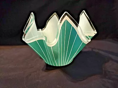 Buy Vintage Chance Glass Handkerchief Turquoise Bowl Dish • 14.99£