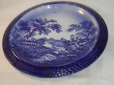 Buy Antique Blue & White Trivet? Cake Plate House Lake? Boat Mountains & Swans Scene • 11.99£