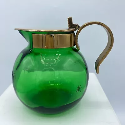 Buy Vintage Paden City Emerald Green Glo Star Cut Glass Syrup/Cream Pitcher - Rare! • 27.95£