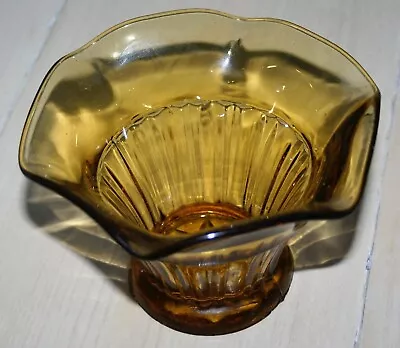 Buy Vintage Amber/Peach Glass Large Fruit Candy Sweet Dish Ruffled Dish Lovely • 14.99£