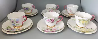Buy Shelly Fine Bone China Vintage Floral Gilt Trios, Cups, Saucers And Plates • 90£