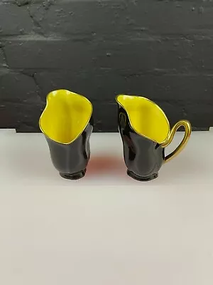 Buy Vintage Carlton Ware Black + Yellow Gold Jug And Sugar 1950's RARE  • 49.99£