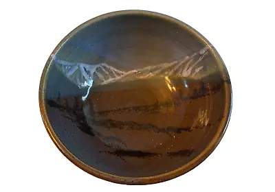 Buy Studio Pottery Bowl With Alaska Mountain Scenery. Artist Signed. Blue & Brown • 15.80£