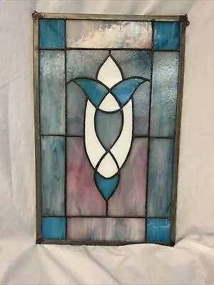 Buy Stained Glass Window/Suncatcher Turquoise Pink White 17”x10” Hanging Chain • 55.87£