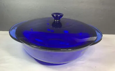 Buy Anchor Hocking Cobalt Blue 2 Qt Round Glass Covered Casserole Dish~Lid • 27.07£