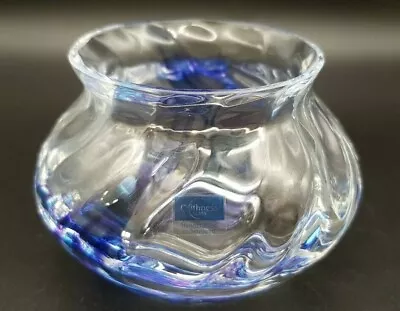 Buy Vintage CAITHNESS Blue And Damson Glass Swirl Bowl, Labelled, 6.5 Cm High • 7.50£