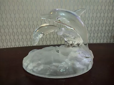 Buy Dolphin Figurine Art Glass 24% Lead Crystal Aquatic Animal Figurine Ornament • 29.95£