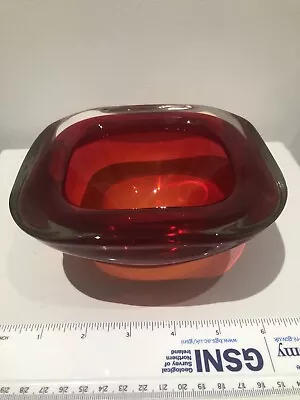 Buy XL Murano Sommerso Geode Red Art Glass Glowing Manganese Bowl ~1.5kg Excellent • 78£
