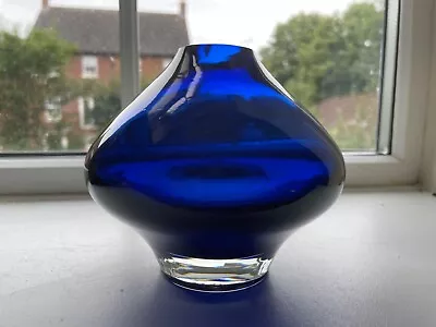 Buy UFO 1437 Cased Cobalt Blue Glass Vase Riihimaki Lasi Oy Finland 1960s Retro • 60£