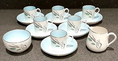 Buy Crown Staffordshire Fine Bone China Coffee Set For 6 With Milk/Sugar White/PaleB • 49.99£