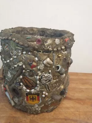 Buy Old Folk Art Stoneware Memory Jug  / Crock Jar • 181.73£