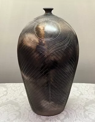 Buy Vintage 13” Tall Pit Fired Etched Postmodern Earthenware Vessel By Nancee Meeker • 1,396.96£