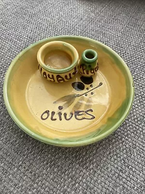 Buy Olive Serving Dish W Toothpick Pit Bowls Spanish Handpainted Tapas Wine Tasting • 7.99£