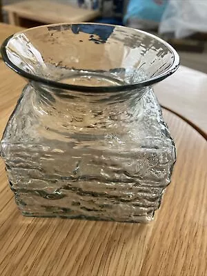 Buy Vintage Dartington Grey Glass Square Vase Designed By Frank Thrower • 5£