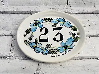 Buy Vintage David Sharp Rye Pottery Ceramic House Number 23 Blue Floral Rare • 12£