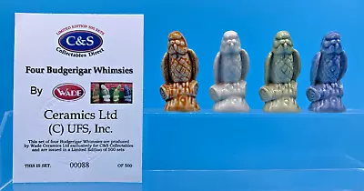Buy Wade Whimsie Budgies Set Of 4 Budgerigars With COA LE 500 - 2003 RARE • 32£