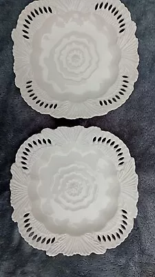 Buy A Pair ROYAL CREAMWARE - Yorkshire  White Rose Plates  Occasions  Pierced  • 20£