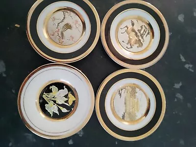 Buy Pair Of Vintage Art Of Chokin Japanese 24kt Gold Edged Plates Birds • 18£