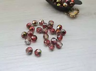 Buy 6mm Crystal Magic Wine | Czech Glass Fire Polish Beads | Metallic Beads • 2.70£