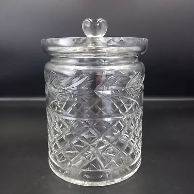 Buy Vintage Cut Crystal Biscuit Barrel Lidded Sweet Jar Pot 16cm • 15£