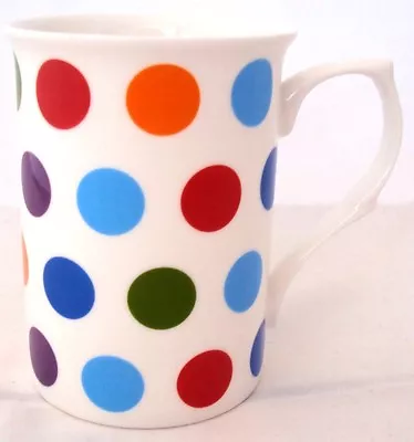 Buy Polka Dots Mugs Set Of 2 Fine Bone China Multi Colours Castle Cups Decorated UK • 15.60£