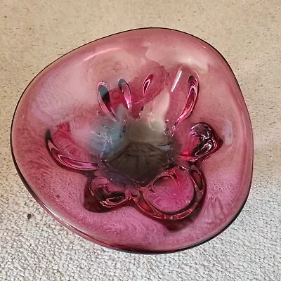 Buy Chribska Glassworks Heavy Glass Bowl , Pink Czech Hospodka  • 18£