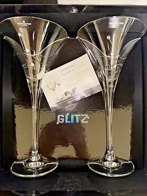 Buy DARTINGTON Crystal Glitz Martini Glass Set/2 Swarovski Elements NIB • 23.25£