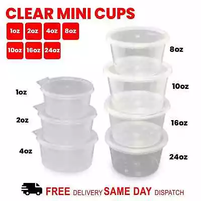 Buy Transparent PP Takeaway Round Pots With Lids For Food, Deli, Sauce, Chutney • 48.99£