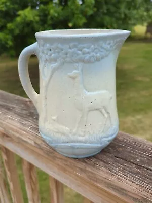 Buy Antique Blue & White Stoneware McCoy Pottery Pitcher Doe & Fawn  • 139.79£