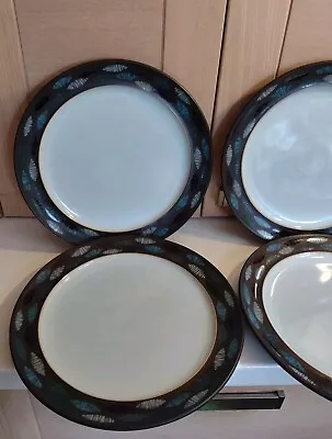 Buy Denby Sienna Ellipse 4 Blue & Black Salad Plates First Quality  • 28£